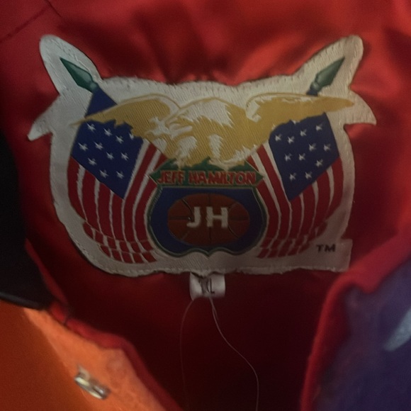 Rare!! W/Tags Men’s Jeff Hamilton Wool & Leather NBA Bomber Jacket. 3XL! Vintage - Picture 5 of 17